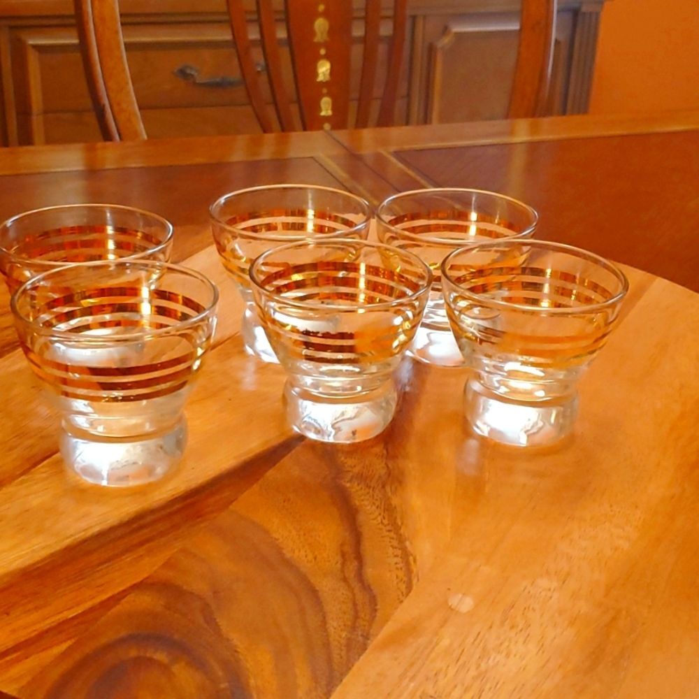 6 Gold lined shot glasses